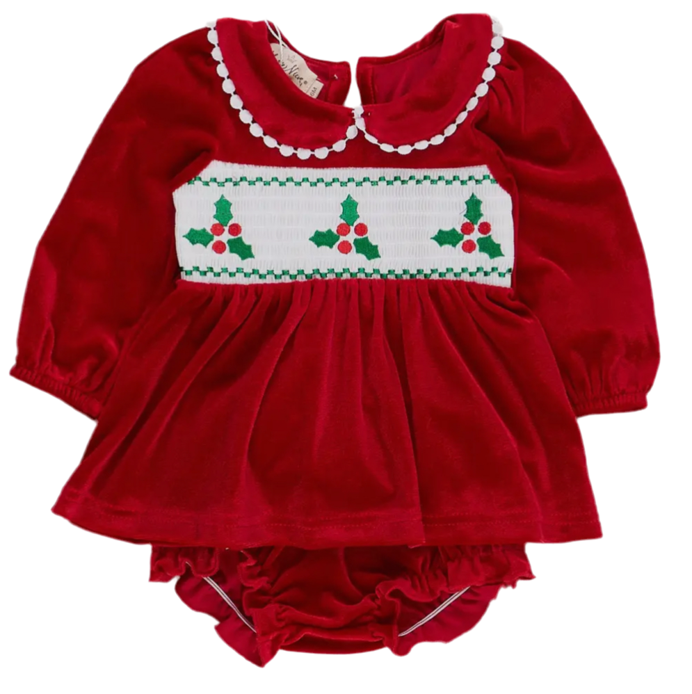 Velvet Holly Smocked Set