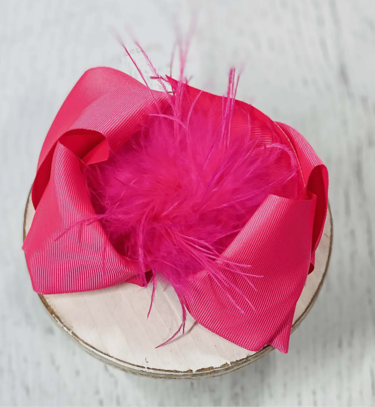 Pink Ostrich Puff Loop Bow