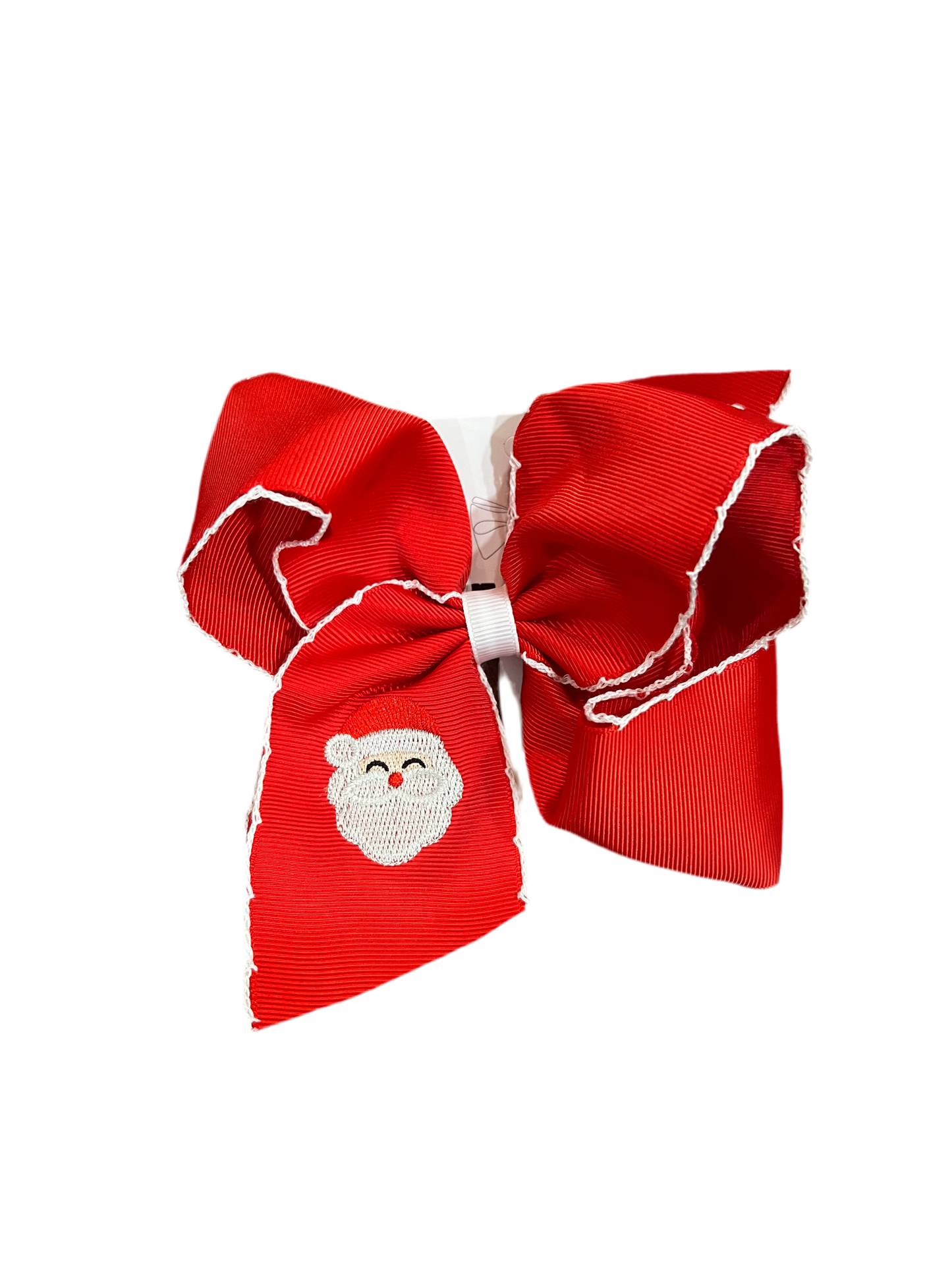 Santa embroidered bow