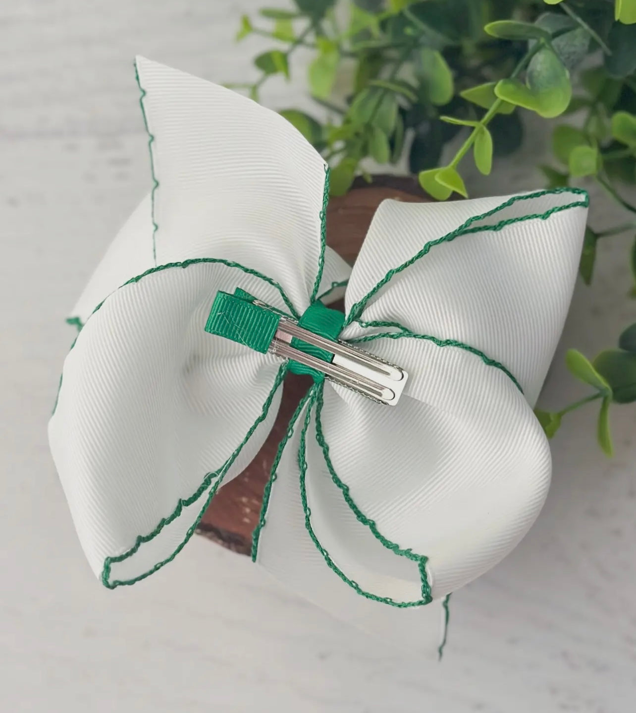 Shamrock Embroidered Bow