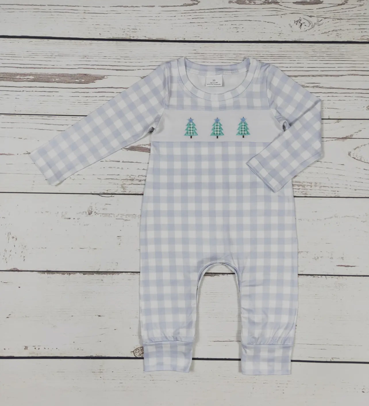 Blue Gingham Tree Romper