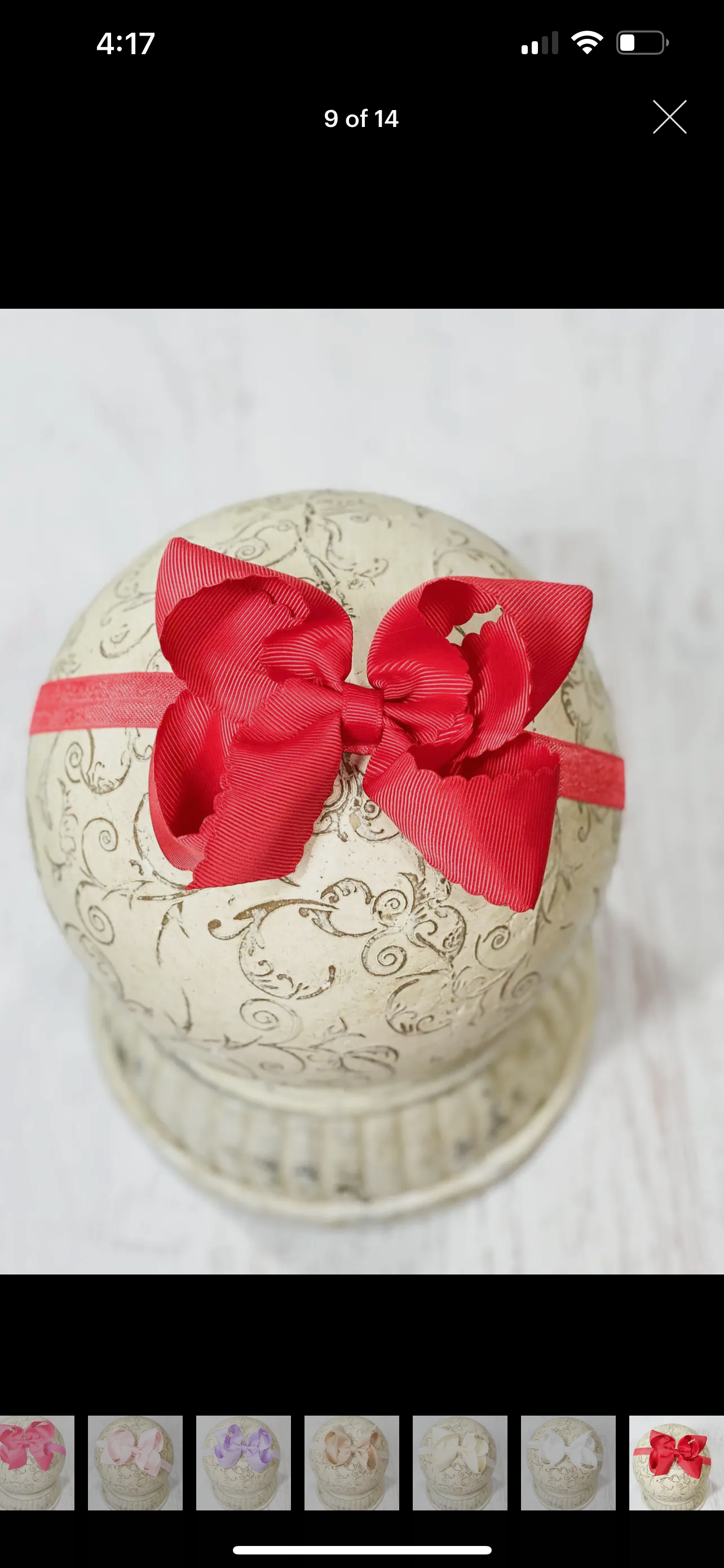 Red Headband Scalloped Bow