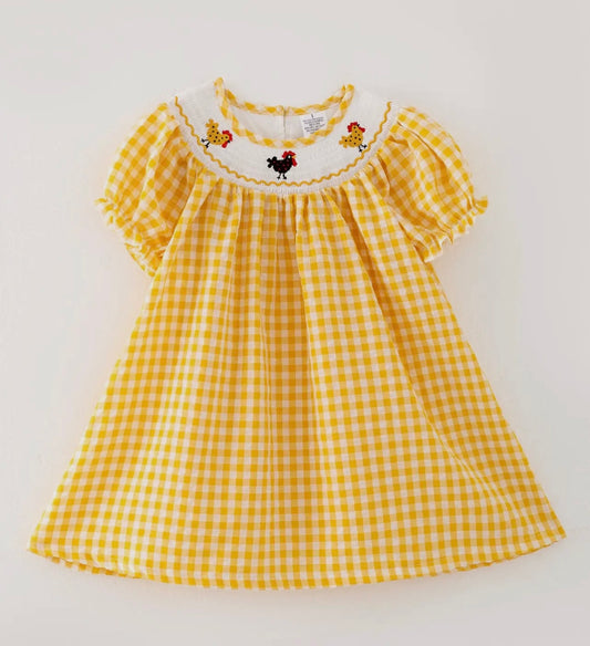 Girls Yellow Gingham Dress