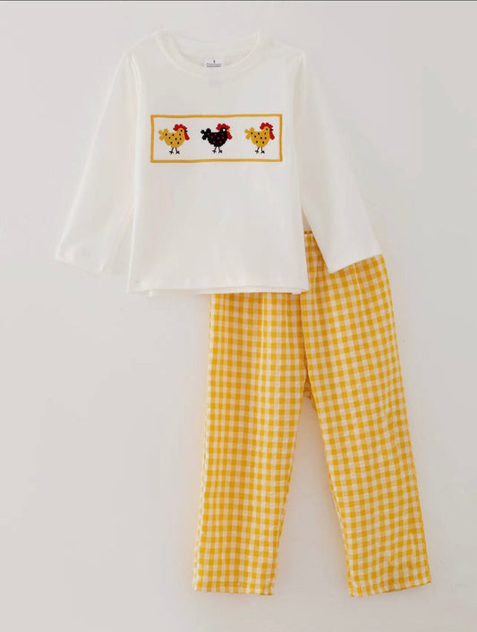 Boys Yellow Gingham Set