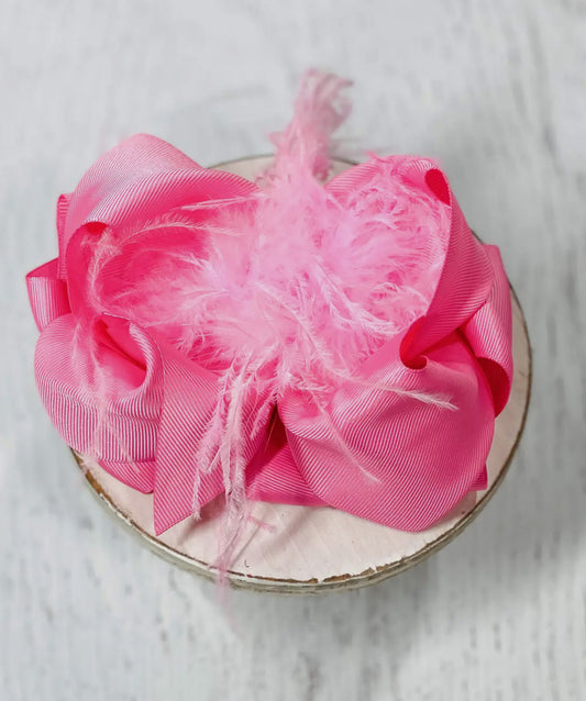 French Pink Ostrich Puff Loop Bow