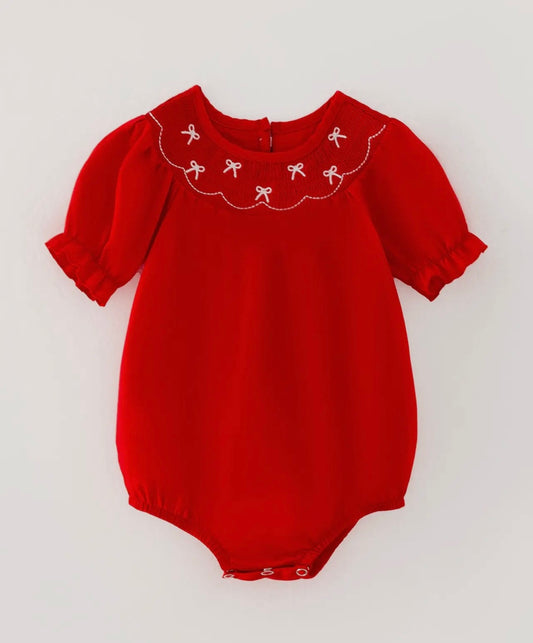 Baby Girls Red Bow Bubble