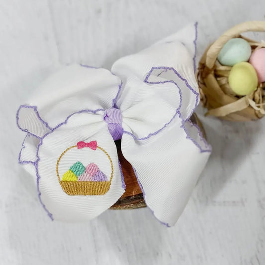 Embroidered Egg Hunt Bow