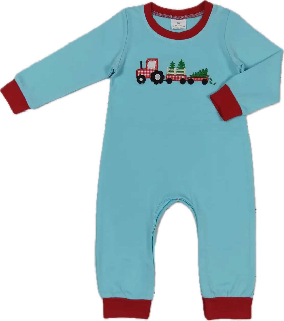 Blue Tractor and Trees Romper
